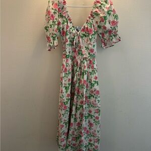 Hill House Floral Dress - Pink and Green